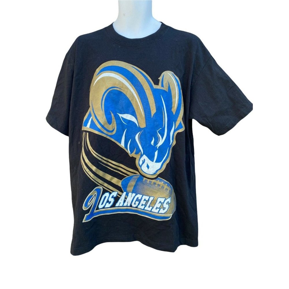 Vintage LA Los Angeles Rams Football black Double Sided Shaka Wear Shirt XL Y2K